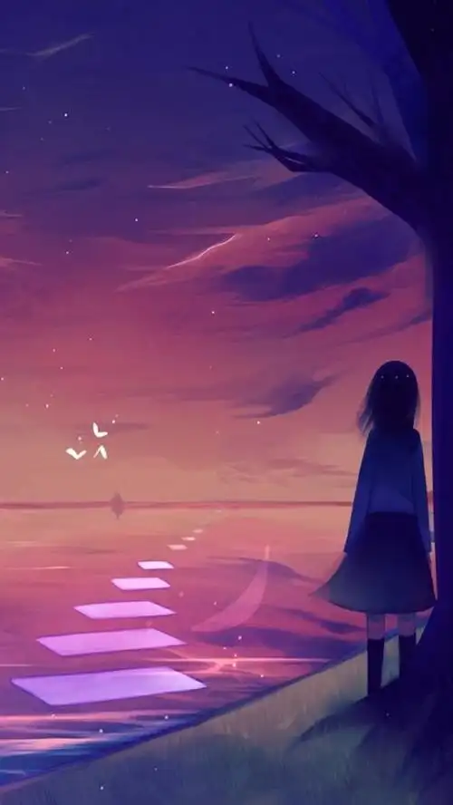 夜色中女孩h5背景