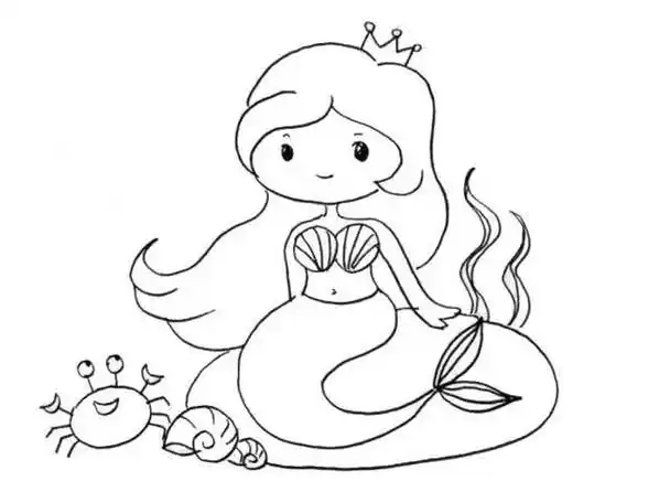 关于大海和小女孩的简笔画