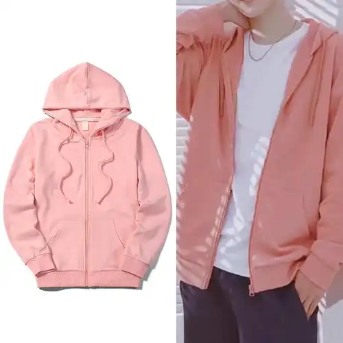 男女外套同款情侣百搭_肖战同款粉色外套男女宽松慵懒风开衫卫衣时尚