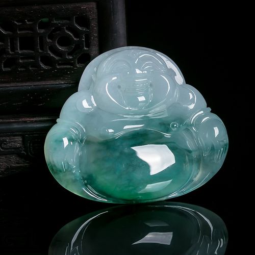 大全—天然a货翡翠弥勒佛吊坠 冰糯种飘花大佛公挂坠女款玉石玉佛挂件