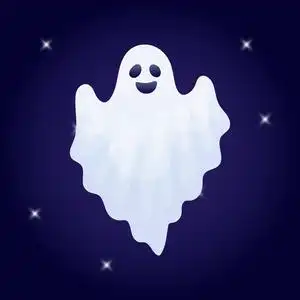 卡通万圣节快乐幽灵字符在黑暗背景, 矢量, 插图照片