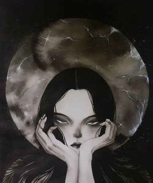 暗黑插画,丧气十足的头像,画风邪魅诡异,这是来自地狱的极乐!