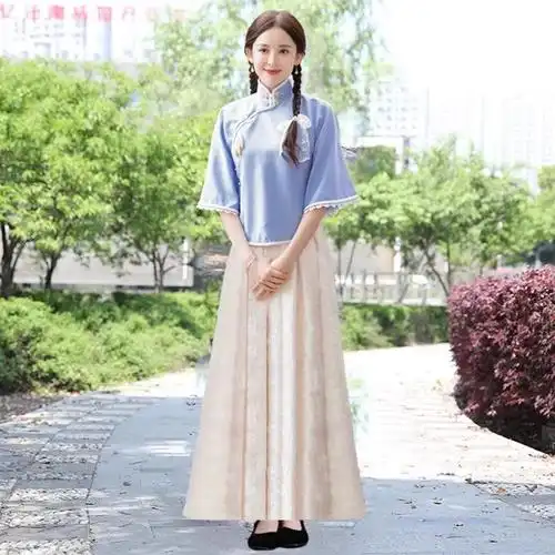 五四学生装 民国风女装 时期演讲复古朗诵班服合唱演出服 古装 青年装