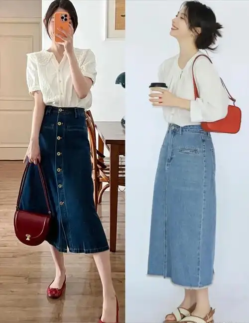 衬衫 牛仔裙:优雅气质风