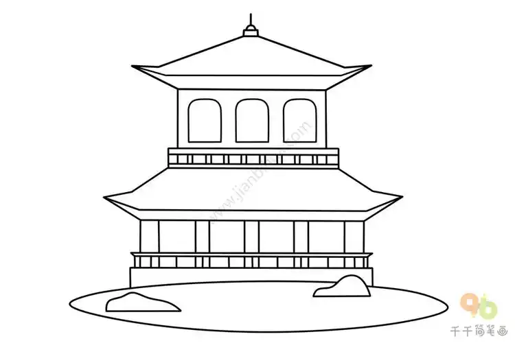 凉亭简笔画步骤教程