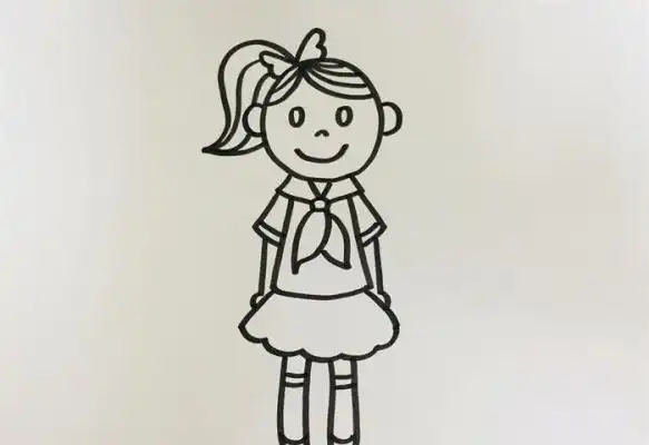 扎高马尾的女生简笔画