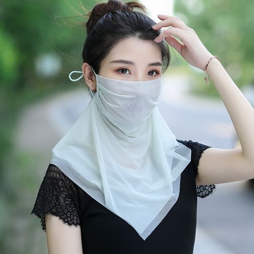 夏季薄款网纱防晒面纱蒙面遮脸护颈防紫外线开车防晒面纱