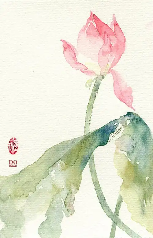 花草,水墨,封面,淡雅,唯美,插画,古风