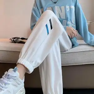 春季白色运动裤女束脚小个子夏季不透显瘦卫衣搭配的裤子春秋卫裤