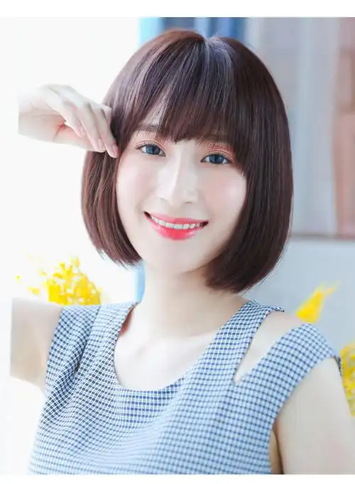 爱莫尔假发真发混发假发女齐刘海真发波波头bobo头短发女假发bobo头e