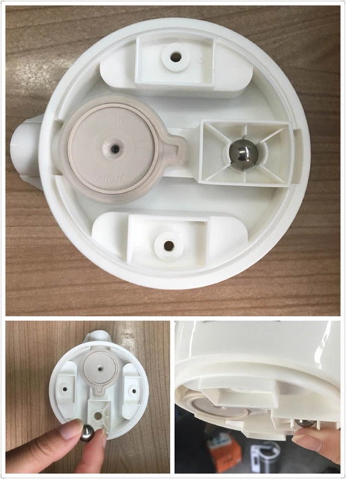 因为壶盖内设计减压阀,如图中钢珠,摇晃壶盖钢珠活动发出响声.