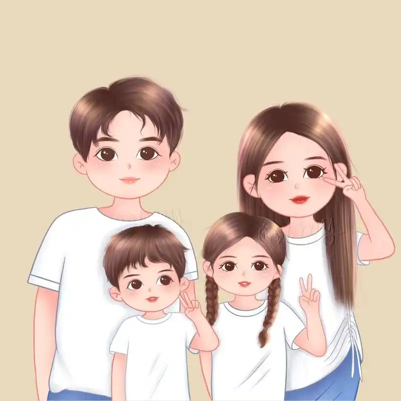 手绘亲子全家福 约稿的朋友呼我哦!