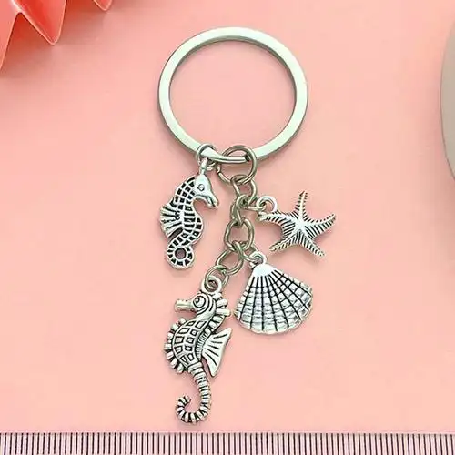 跨境热销海洋之家系列天然珍珠贝壳钥匙扣海边小清新挂件厂家直销