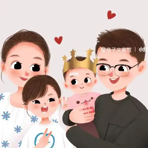 一家四口亲子手绘头像
