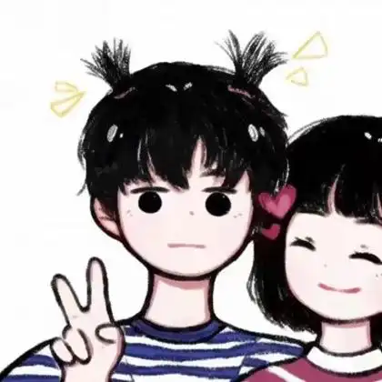 手绘一左一右可爱情侣头像图片