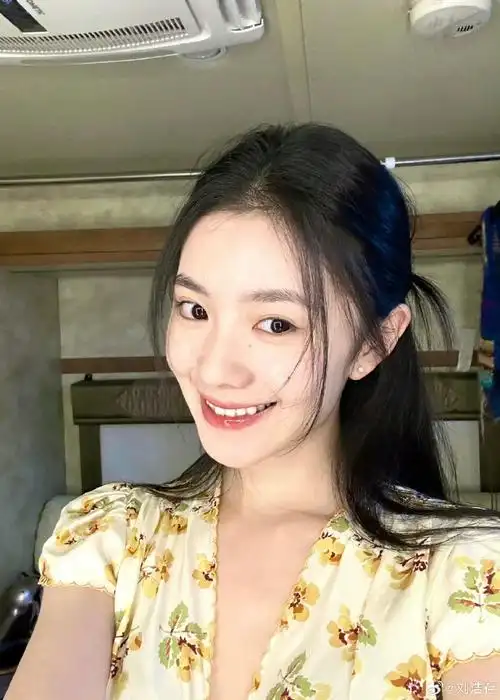 刘浩存九宫格自拍##刘浩存碎花裙少女