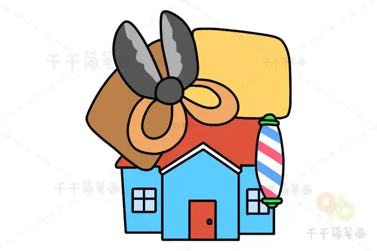 理发店简笔画图片