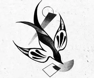 53张黑白燕子纹身手稿素材小图