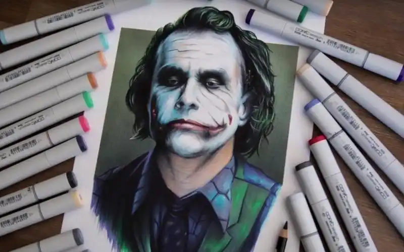 【绘画教学】马克笔画[小丑希斯莱杰]作者stephen ward(@米兰的小画酱