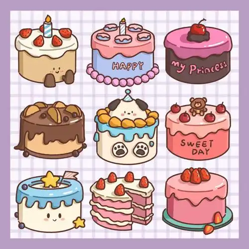 原创手账素材萌萌的简笔画蛋糕