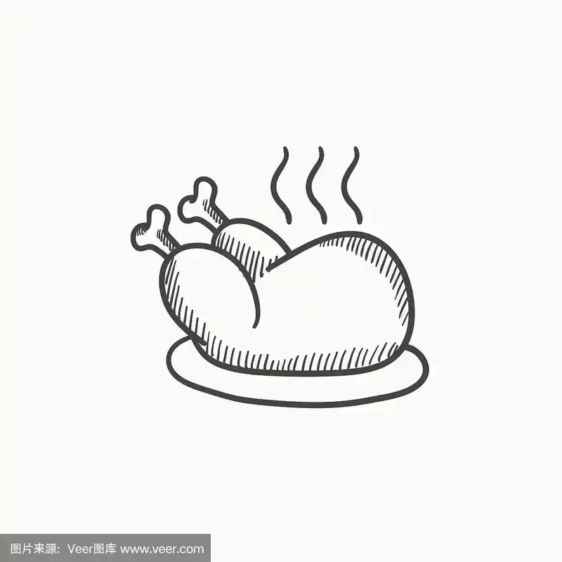 烤鸡素描图标