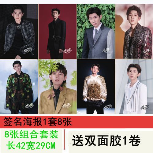 tfboys王源签名大海报 全新单人高清明星写真壁画墙贴一套8张