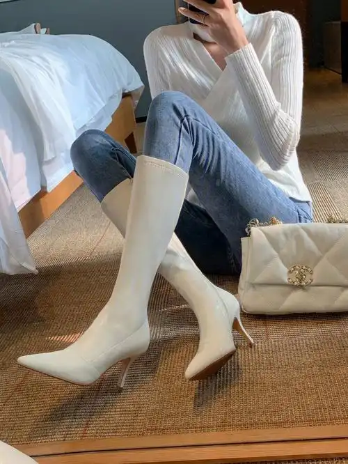 敲温油滴泫雅同款白色长靴78