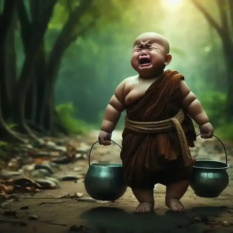 哭着努力挑水的小和尚#人生是一场修行 #禅悟人生 #悲喜自渡 - 抖音