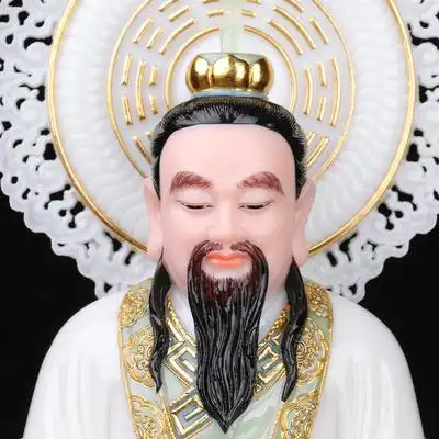 汉白玉道德天尊太上老君三清神像道家祖师元始天尊道教供奉神摆件