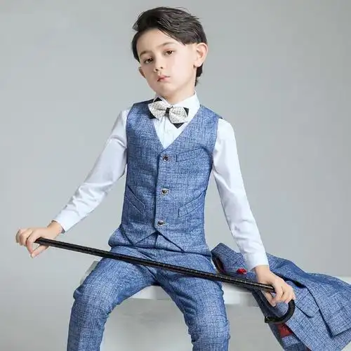 迪鲁奥diluao儿童礼服男孩西装马甲套装钢琴演出服小主持人男童花童