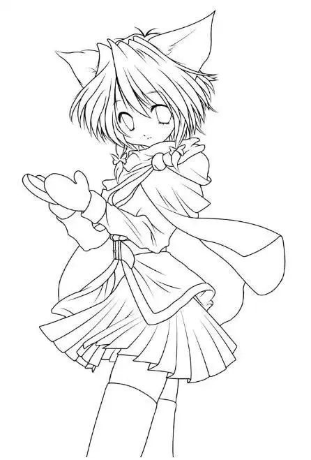 挥手的小女孩简笔画图片动漫人物日本漫画儿童简笔动漫女生简笔画图片