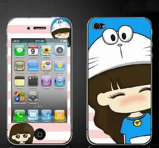 高清:正品牛魔王iphone4彩膜闪钻贴膜苹果4s手机卡通小希潮牌贴膜批发
