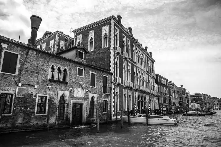 威尼斯,意大利,八月,著名,建筑,纪念碑,老,中世纪,特写,黑白,照片