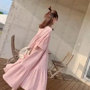 大码宽松夏季连衣裙仙女喇叭袖慵懒风洋气韩版夏天裙子女2024新款