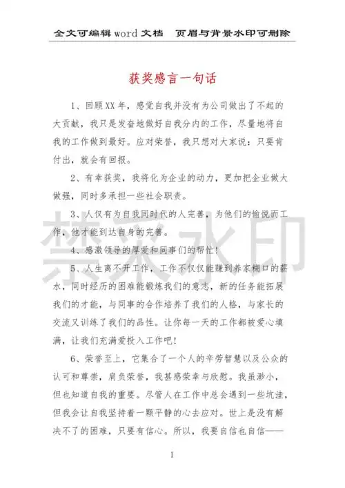 获奖感言一句话.docx 25页