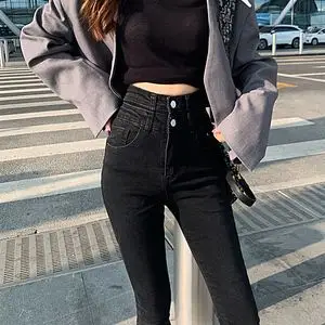 黑色牛仔裤紧身小脚裤女2020春装新款泫雅显高显瘦百搭网红铅笔裤