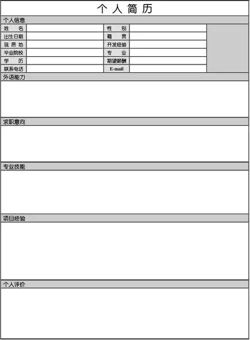 2020年简历模板(word表格)