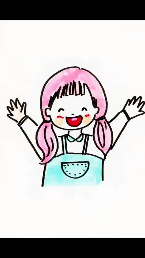 简笔画#画个快乐的小女孩