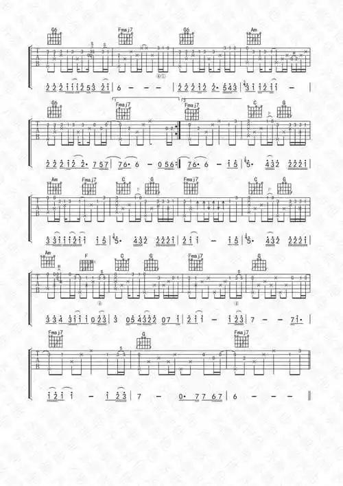 故乡吉他谱c调原版附指弹视频演示齐歌吉他编配许巍