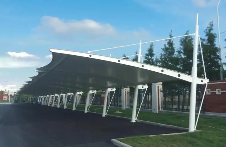 斜拉杆汽车棚 - 膜结构车棚厂家|自行车车棚厂家|膜结构景观车棚-盐城