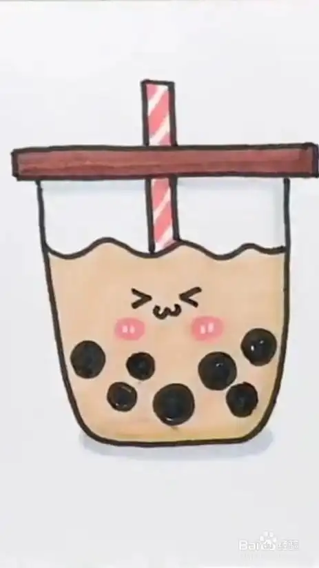 可爱奶茶简笔画快来试试吧 工具原料 一张白纸 一支黑笔 各种彩色笔