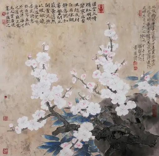 32231993年作杏花诗意图镜心设色纸本