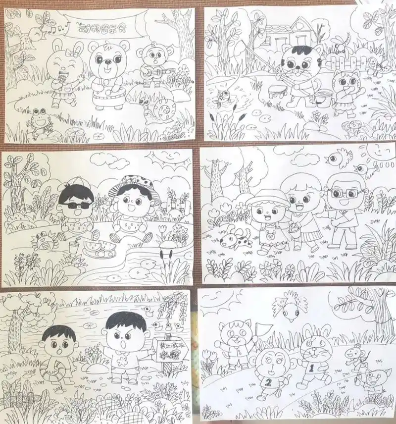 幼师考编简笔画a3纸 一口气画了好几张,平均每张16分钟,祝今年考编的