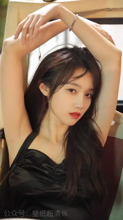 宋昕冉黑色裙子睡衣4k手机壁纸美女