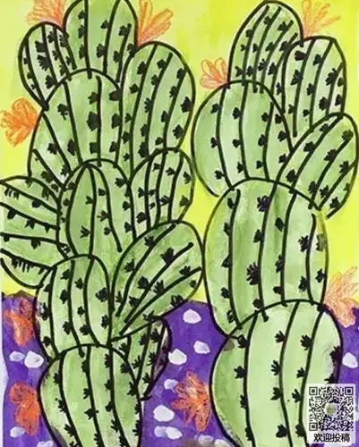 儿童画沙漠仙人掌图片