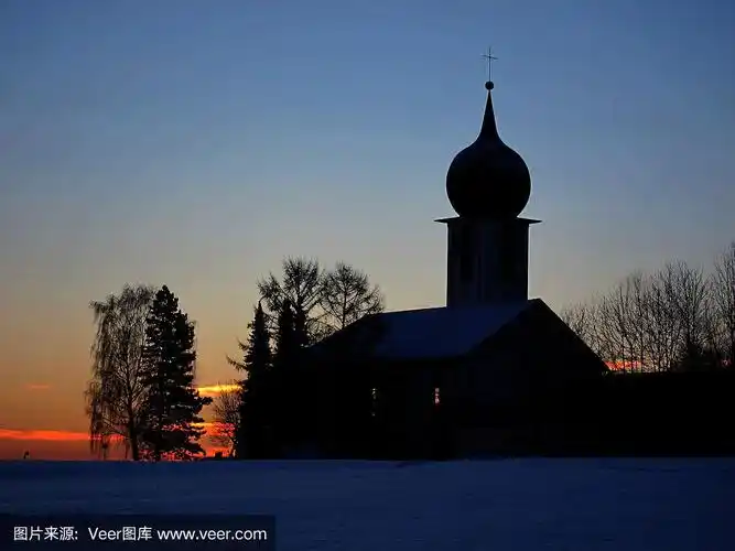 教堂在日出.巴伐利亚,德国.
