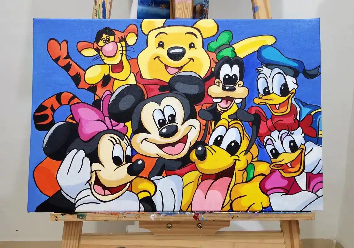 手绘丙烯画‖迪士尼全家福.#迪士尼 #创作灵感 #动漫手绘 - 抖音