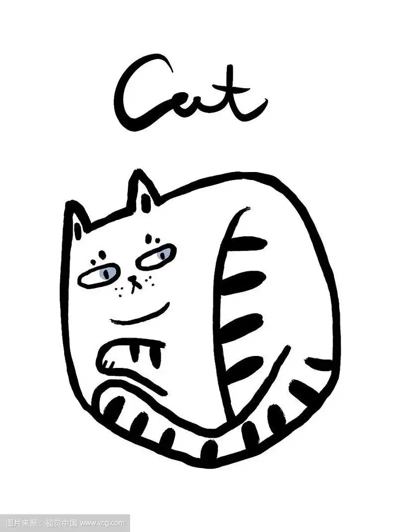 可爱线条黑白猫咪插图