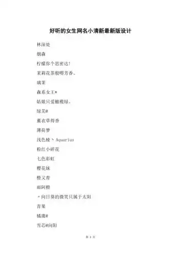 好听的女生网名小清新最新版设计