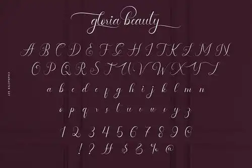 gloria beauty花体字母优美连写英文书法字体下载